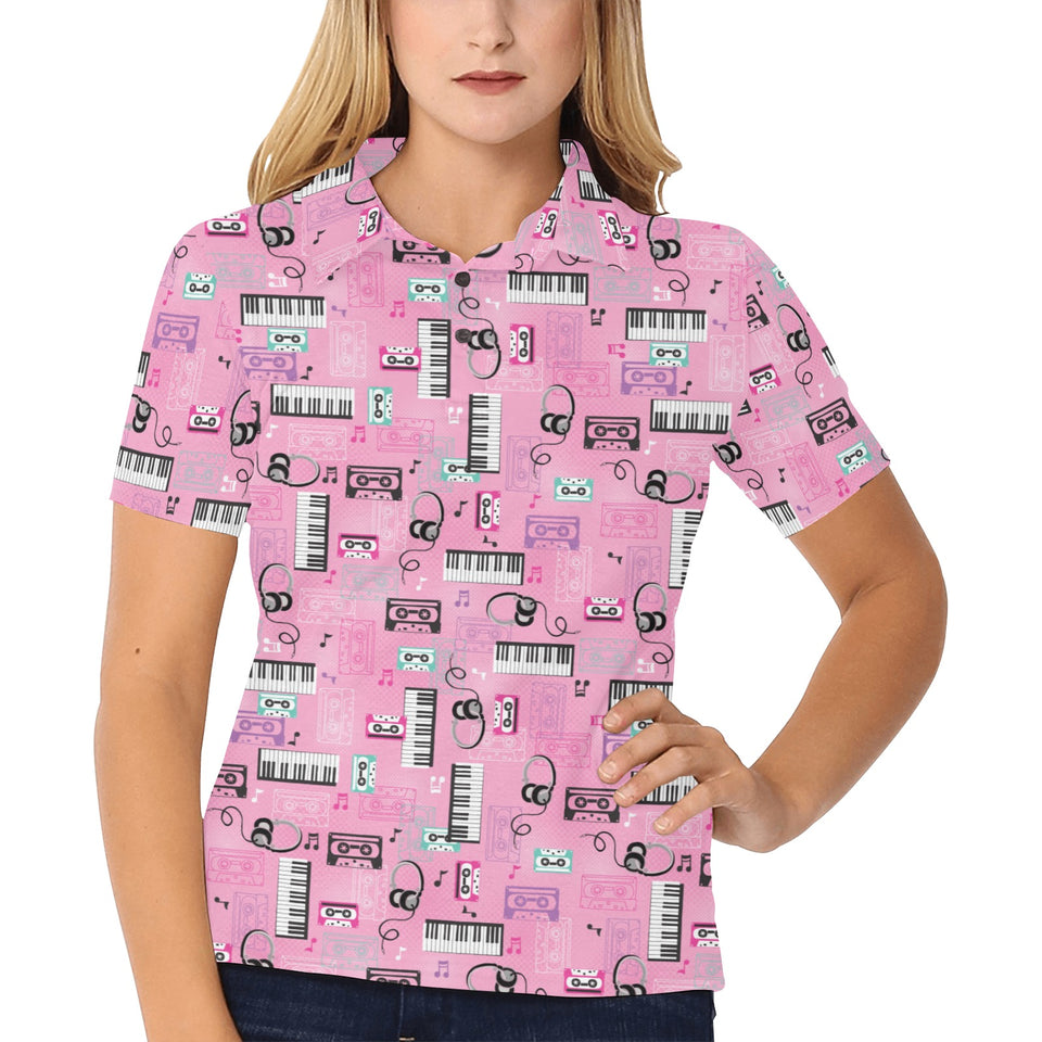 Piano Pattern Print Design 01 Women's All Over Print Polo Shirt