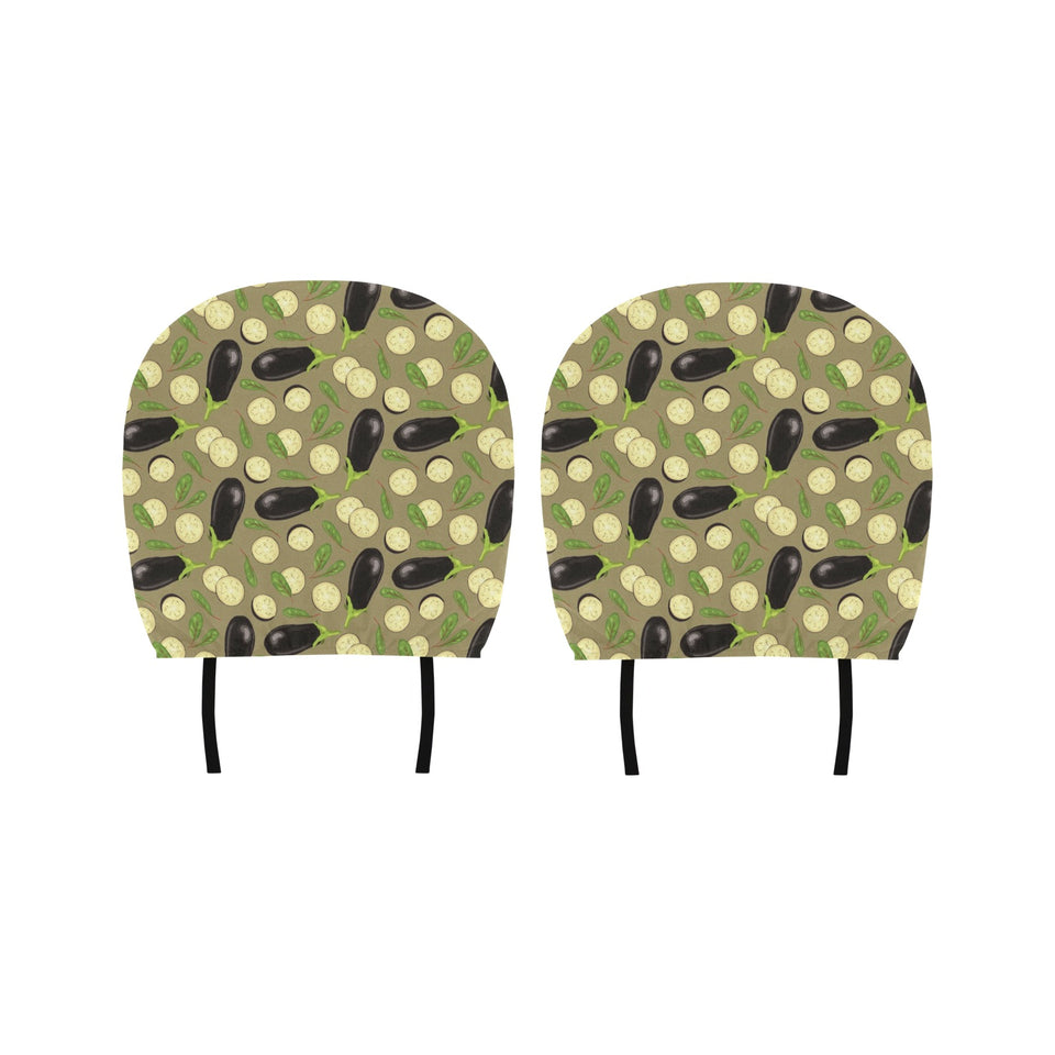 Eggplant Pattern Print Design 02 Car Headrest Cover