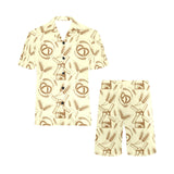 Windmill Wheat pattern Men's V-Neck Short Pajama Set