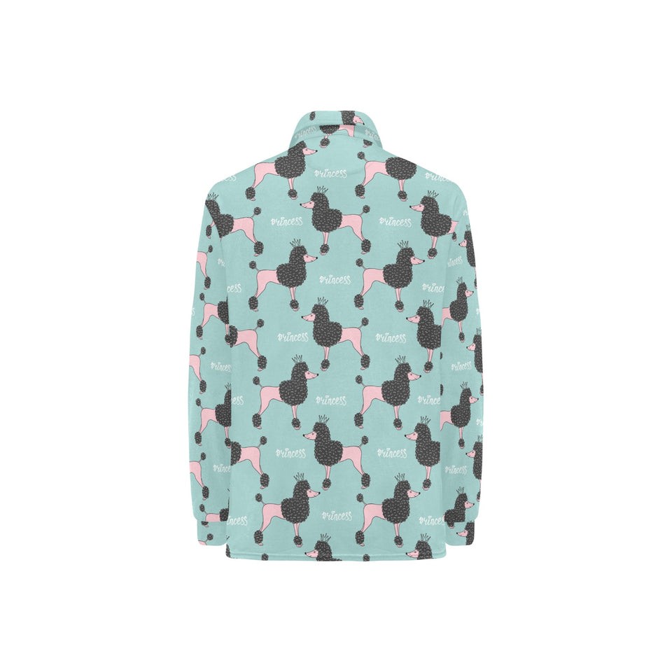 poodle dog green background Women's Long Sleeve Polo Shirt