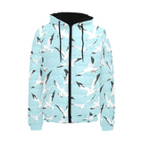 Seagull Pattern Print Design 01 Men's Padded Hooded Jacket