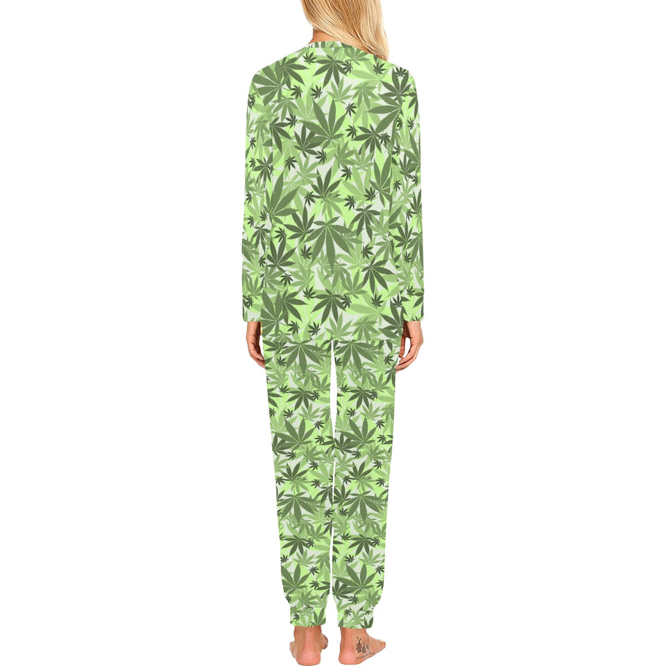 Canabis Marijuana Weed Pattern Print Design 01 Women's All Over Print Pajama Set