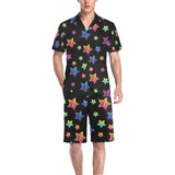 Colorful star pattern Men's V-Neck Short Pajama Set