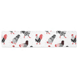 Cool rooster chicken cock floral ornament backgrou Table Runner