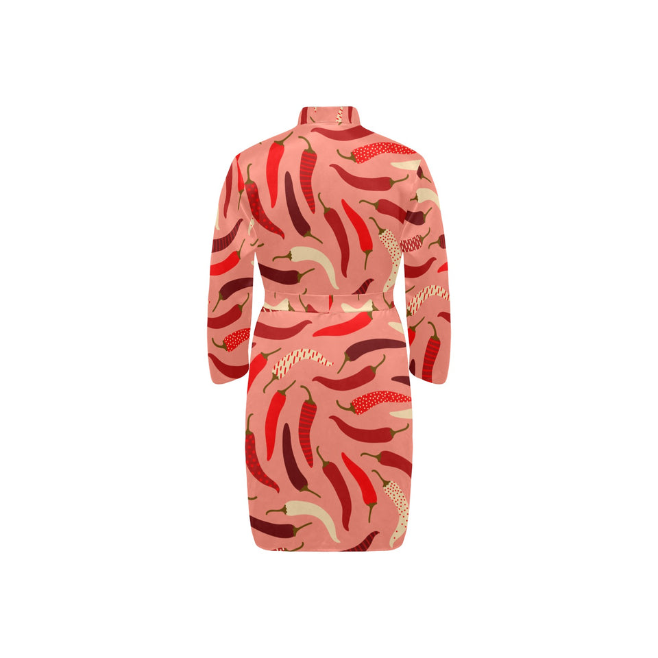 Beautiful Chili peppers pattern Men's Long Sleeve Belted Night Robe