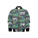 white bengal tigers tropical plant Kids' Boys' Girls' Bomber Jacket