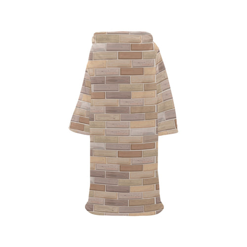 Brick Printed Pattern Print Design 01 Blanket Robe with Sleeves