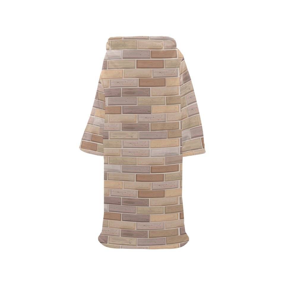 Brick Printed Pattern Print Design 01 Blanket Robe with Sleeves