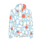 Bowling ball bowling pins blue blackground Men's Padded Hooded Jacket