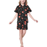 fox sleeping fox pattern Kids' Boys' Girls' V-Neck Short Pajama Set