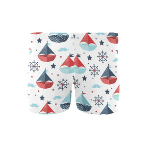 Cute color paper sailboat pattern Men's Swimming Trunks