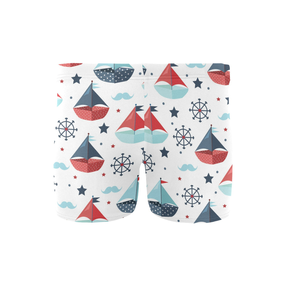 Cute color paper sailboat pattern Men's Swimming Trunks