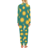Sun green background Women's All Over Print Pajama Set