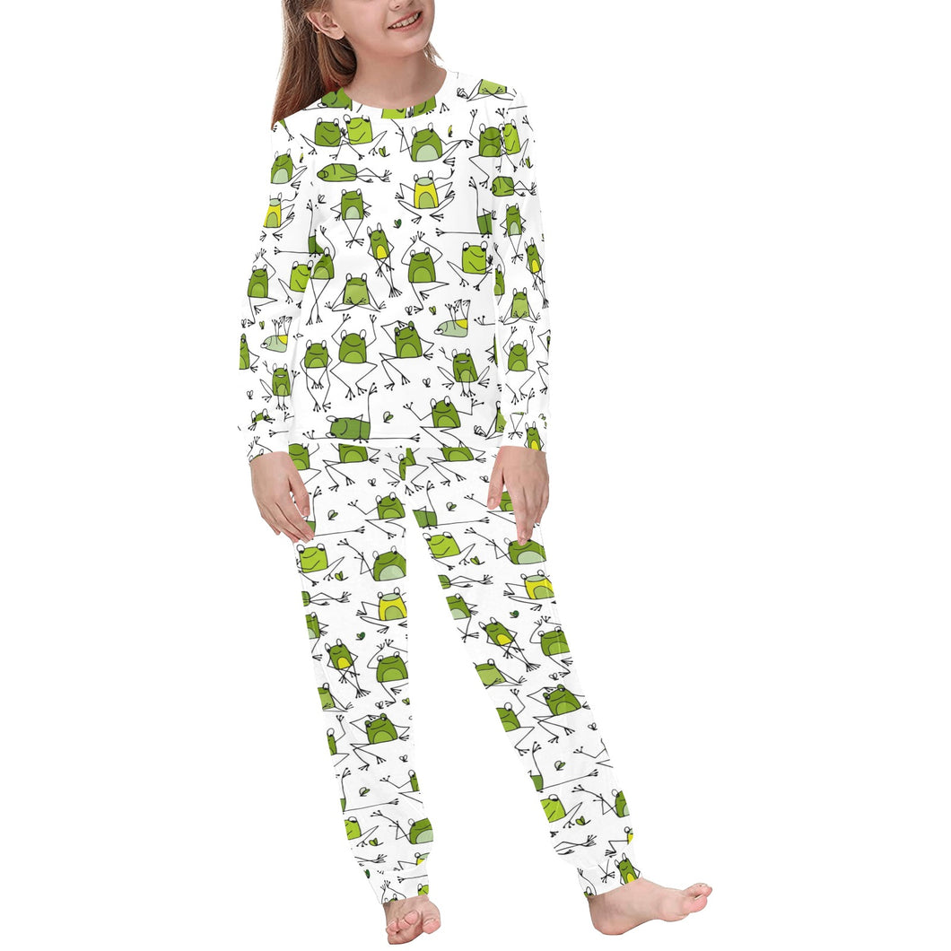 Sketch funny frog pattern Kids' Boys' Girls' All Over Print Pajama Set