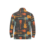 electric guitars pattern Men's Long Sleeve Polo Shirt