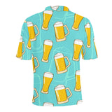 Beer pattern green background Men's All Over Print Polo Shirt