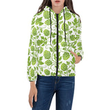 Hop design pattern Women's Padded Hooded Jacket