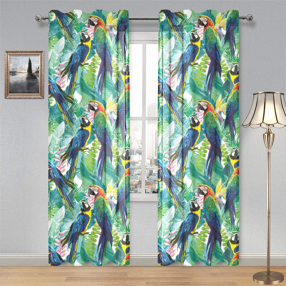 Colorful parrot exotic flower leaves Gauze Curtain