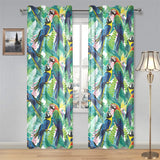 Colorful parrot exotic flower leaves Gauze Curtain
