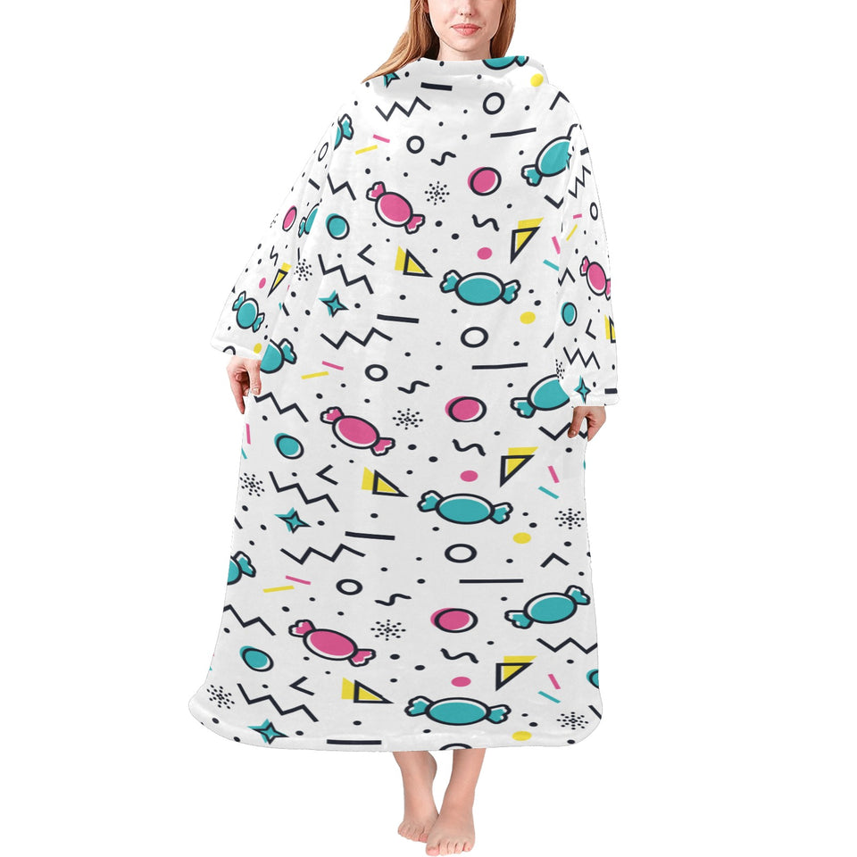 Candy design pattern Blanket Robe with Sleeves