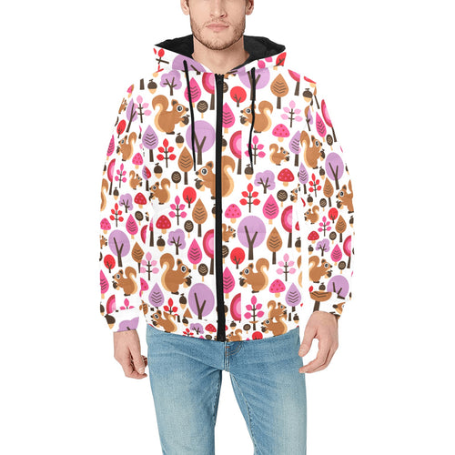 Squirrel Pattern Print Design 02 Men's Padded Hooded Jacket