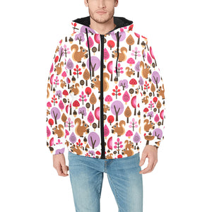 Squirrel Pattern Print Design 02 Men's Padded Hooded Jacket