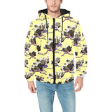 Ostrich Pattern Print Design 04 Men's Padded Hooded Jacket