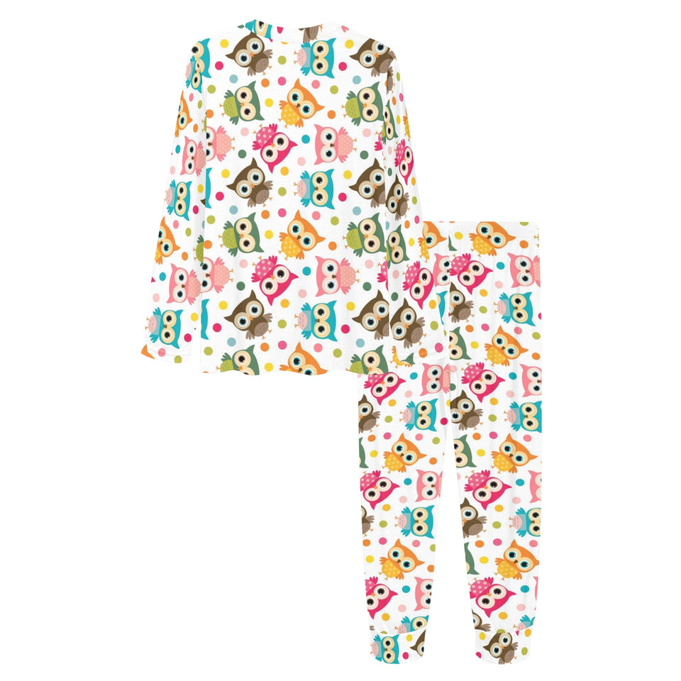 Color cute owl pattern Women's All Over Print Pajama Set