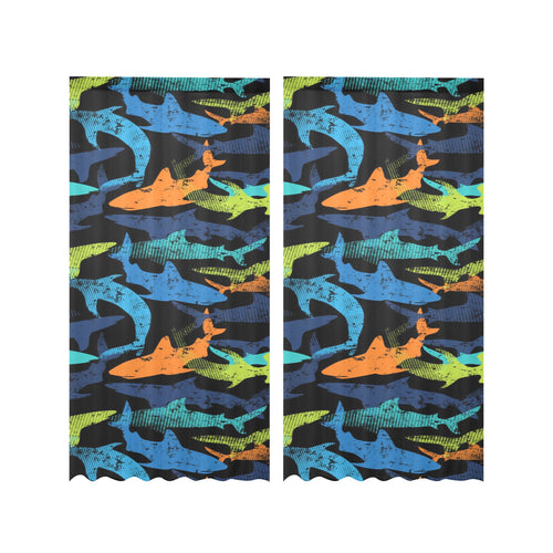 Colorful shark Gauze Curtain