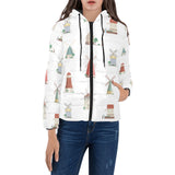 windmill design pattern Women's Padded Hooded Jacket