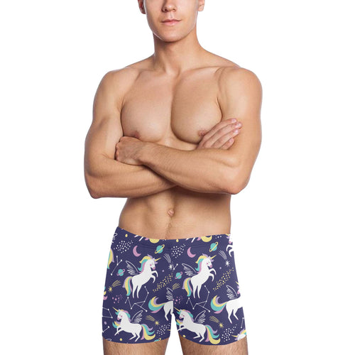 Hand drawn cute unicorn star planet Men's Swimming Trunks