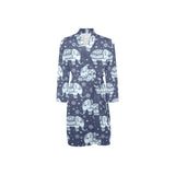 Elephant tribal design pattern Men's Long Sleeve Belted Night Robe