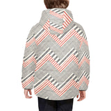 zigzag chevron striped pattern Kids' Boys' Girls' Padded Hooded Jacket