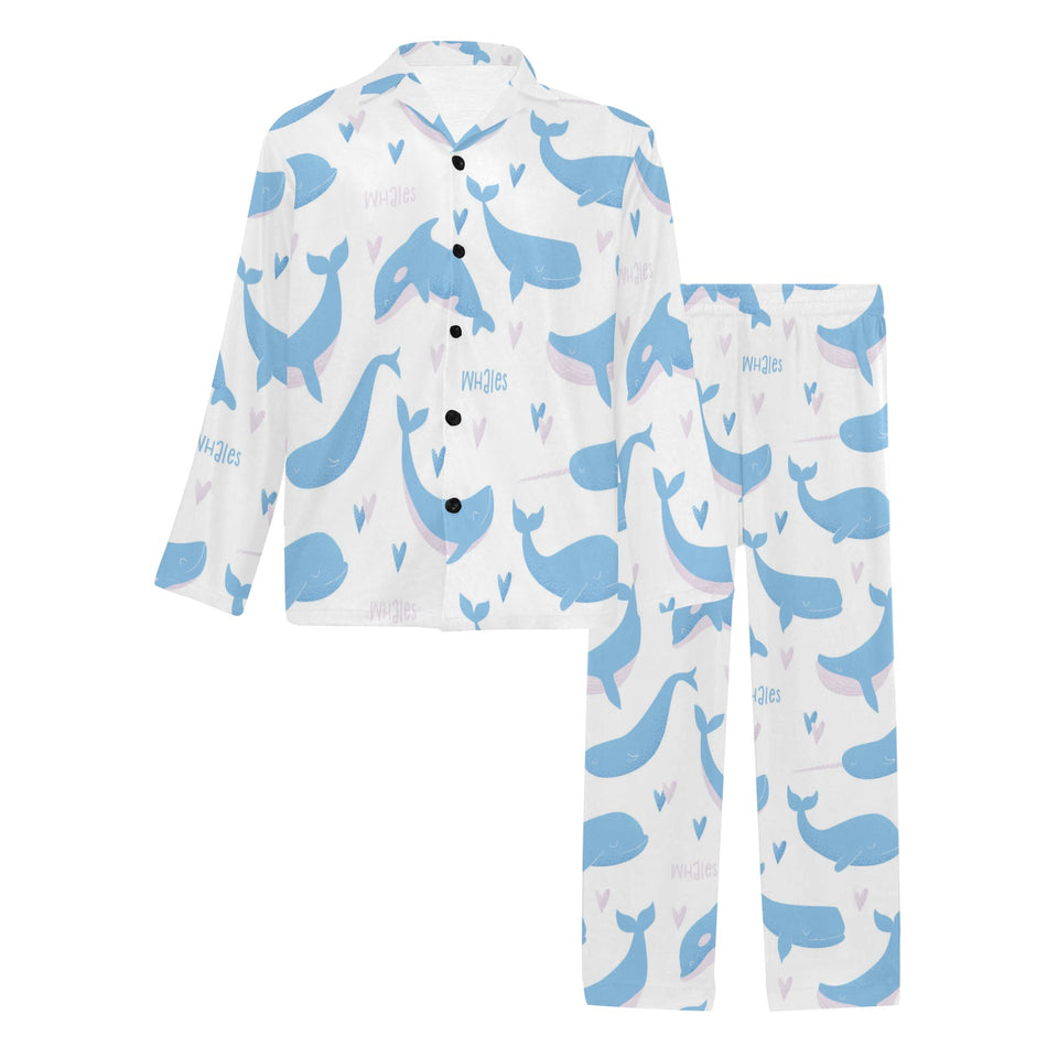 Blue whale pattern Men's Long Pajama Set