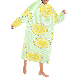 slice of lemon pattern Blanket Robe with Sleeves