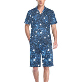 Night sky star pattern Men's V-Neck Short Pajama Set