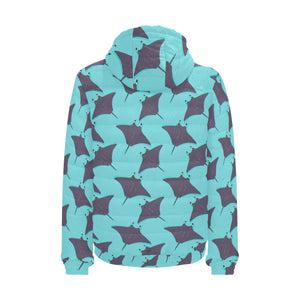 Stingray Pattern Print Design 02 Men's Padded Hooded Jacket