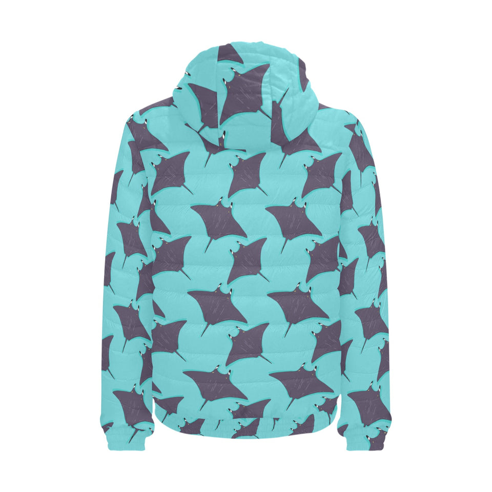 Stingray Pattern Print Design 02 Men's Padded Hooded Jacket