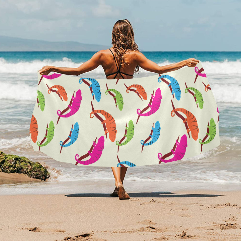 Colorful Chameleon lizard pattern Beach Towel