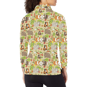 Guinea Pig Pattern Print Design 04 Women's Long Sleeve Polo Shirt