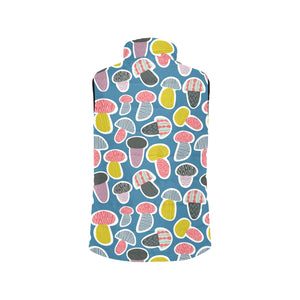 Colorful mushroom design pattern Men's Padded Vest