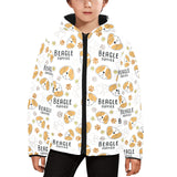 Cute beagle dog pattern background Kids' Boys' Girls' Padded Hooded Jacket