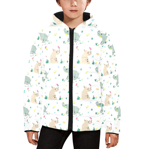Cute Rhino pattern Kids' Boys' Girls' Padded Hooded Jacket