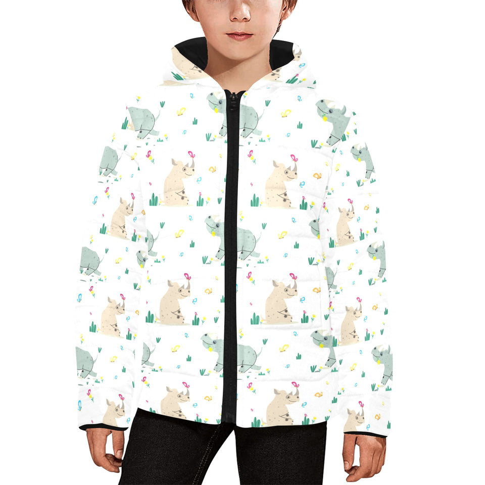 Cute Rhino pattern Kids' Boys' Girls' Padded Hooded Jacket