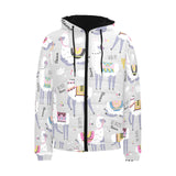 Cute Llama Alpaca pattern Men's Padded Hooded Jacket
