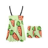 Carrot Pattern Print Design 05 Chest Sexy Pleated Two Piece Swim Dress