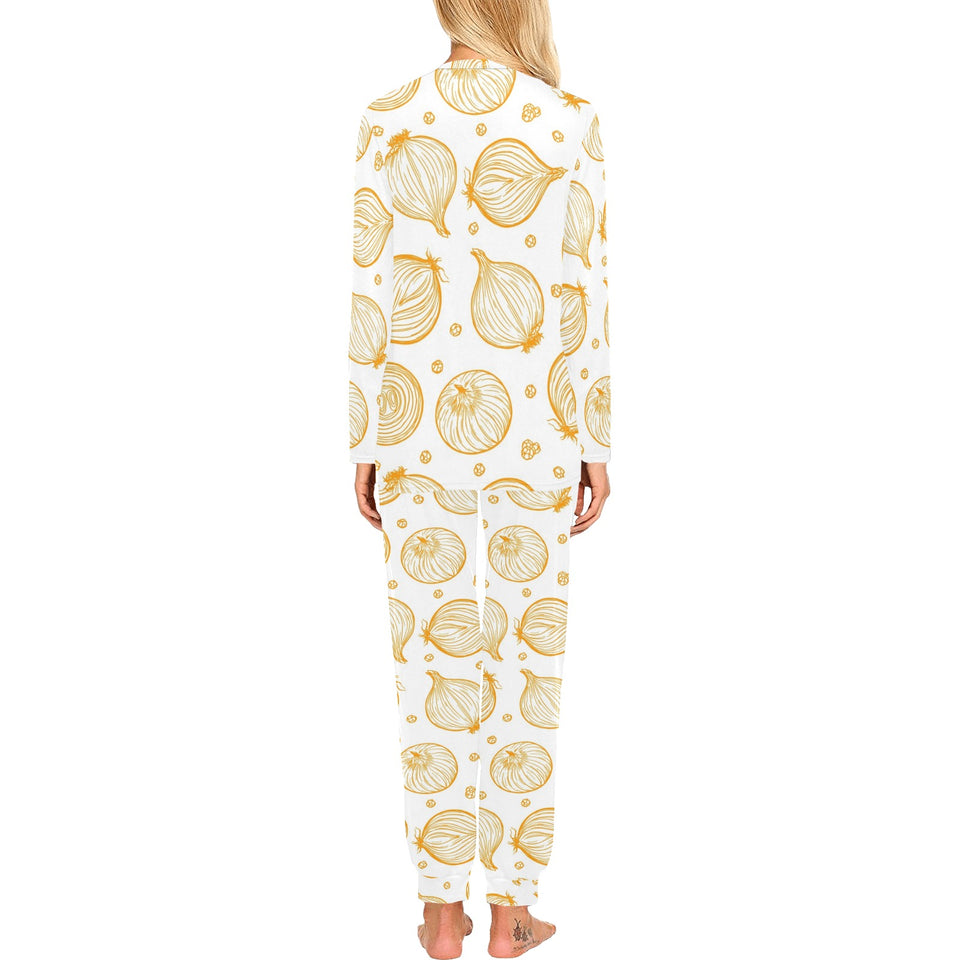 hand drawn onion pattern Women's All Over Print Pajama Set