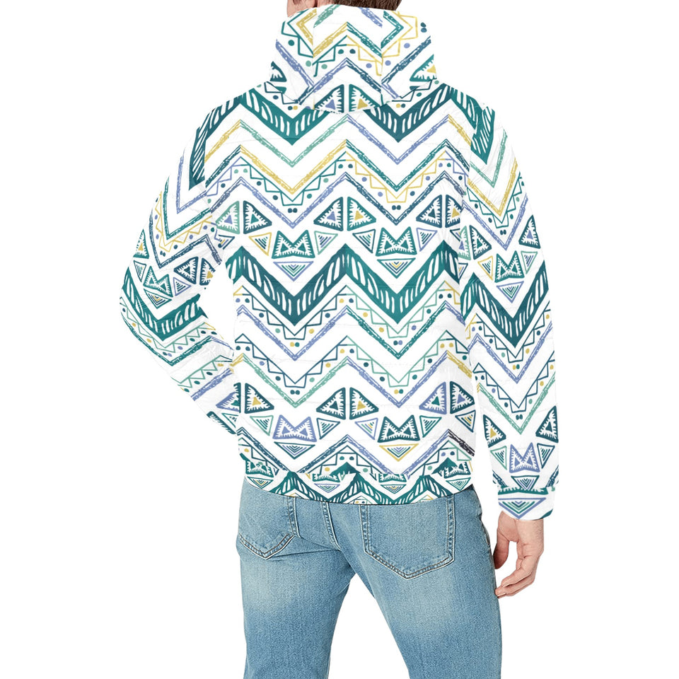 zigzag chevron paint design pattern Men's Padded Hooded Jacket
