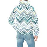 zigzag chevron paint design pattern Men's Padded Hooded Jacket