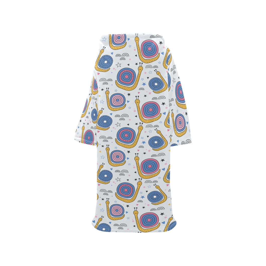 Snail Pattern Print Design 05 Blanket Robe with Sleeves